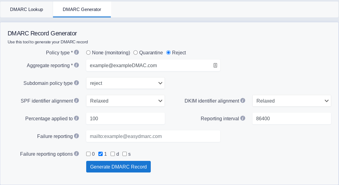 DMARC record example