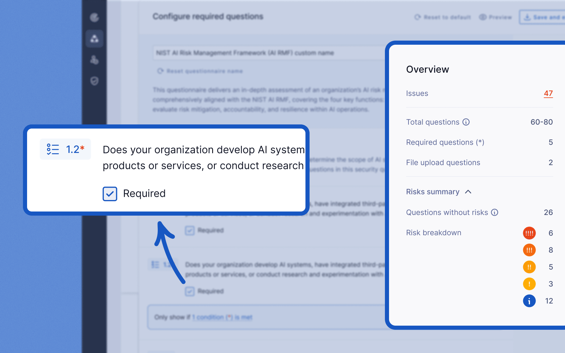 Configure questions as required