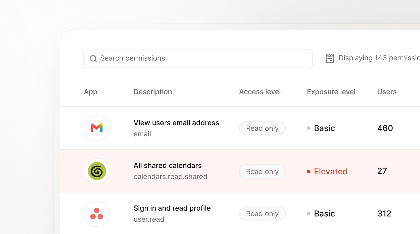 User Risk app inventory listing AI tools with their approval status.