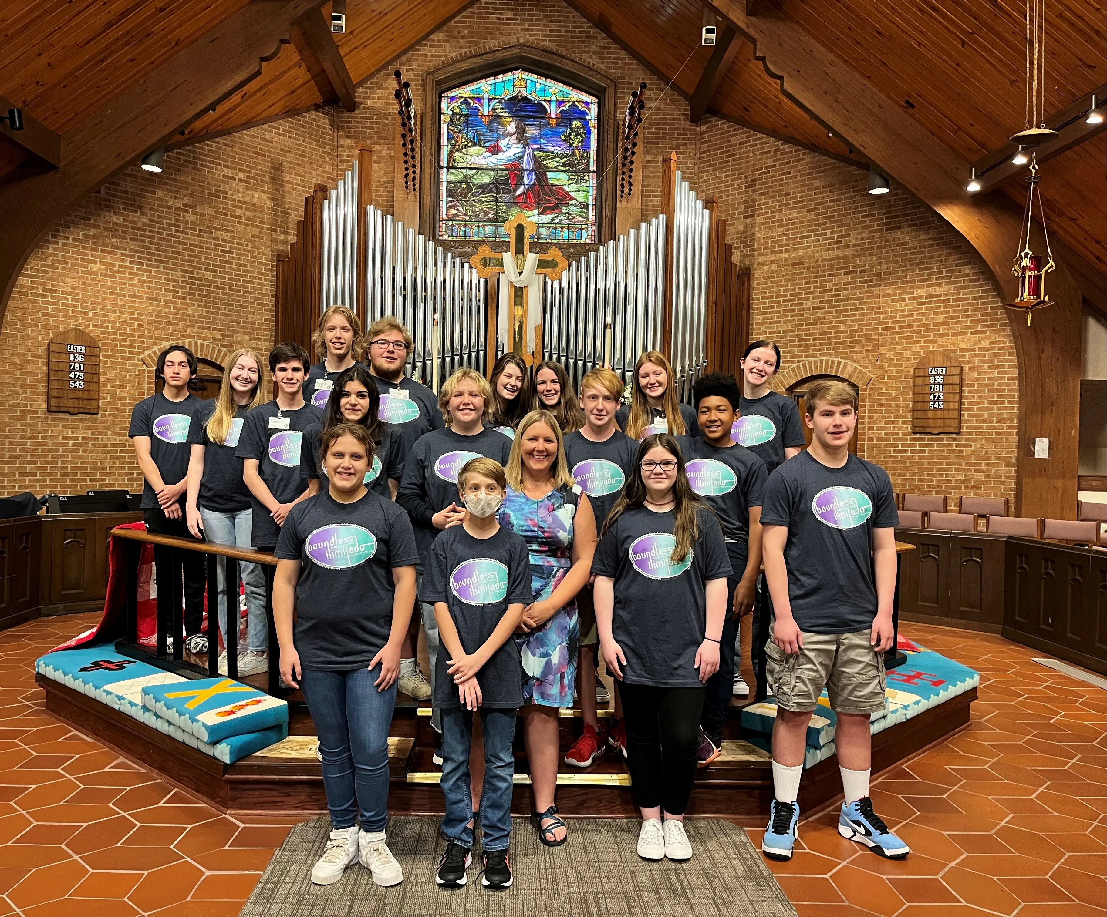 Youth Ministry with all has a black shirt with a print inside the Grace Lutheran Church
