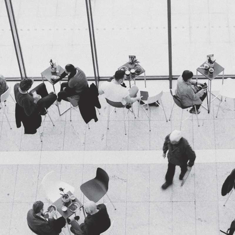 observation of a cafe from above