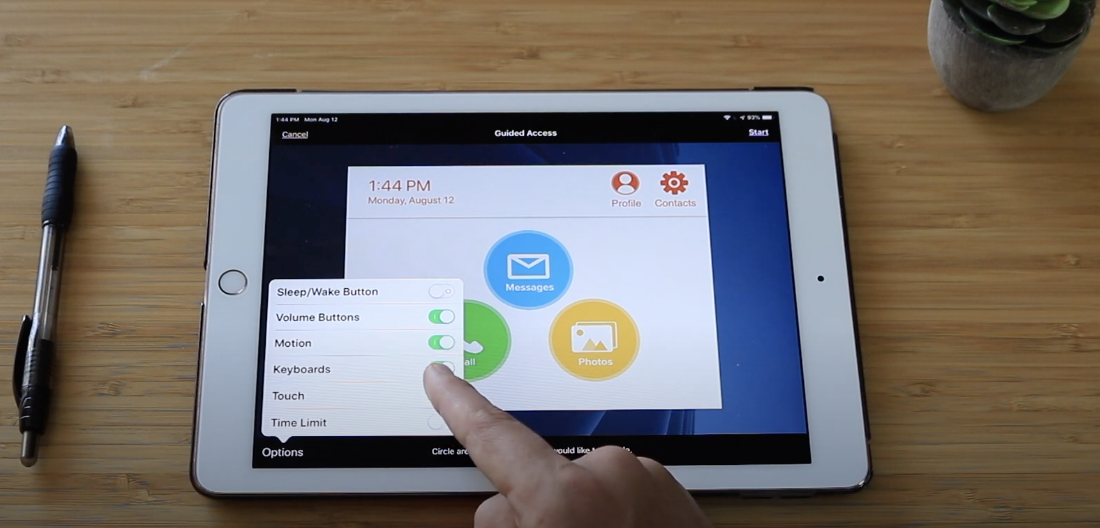 Guided access keeps seniors from exiting the app - iPad