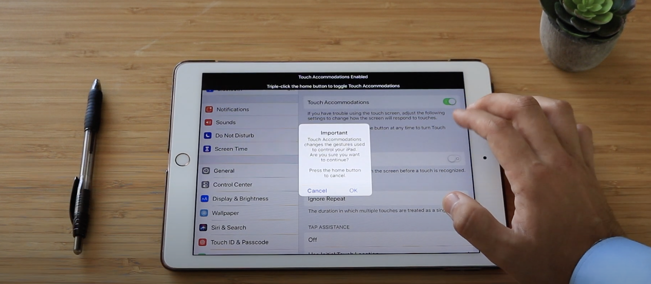 iPad setting for seniors with tremors, Parkinsons, arthritis