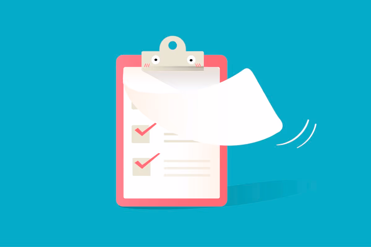 illustration of a clipboard with eyes holding a checklist