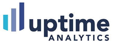 Uptime Analytics logo with stylized blue vertical bars and bold dark blue text.