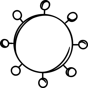White hand-drawn light bulb icon with lines indicating light rays on a transparent background.