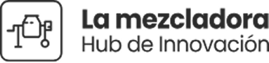 Logo with an abstract icon resembling a mixer and the text 'La mezcladora Hub de Innovación'.