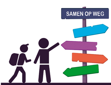 Logo Samen op weg, het pedagogisch project van RC Internaat