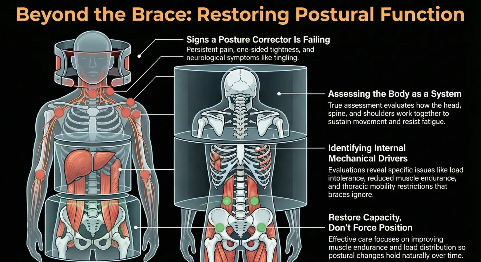 An explanation of how to visually feel or tell if a posture corrector is not working.