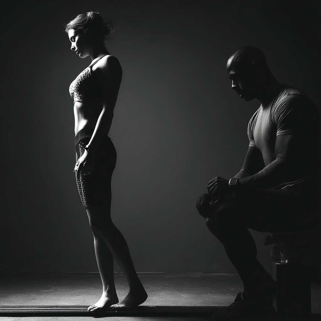 Chiropractor observing standing posture and foot position