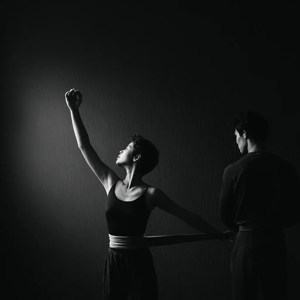 Client raising her arm overhead in a shoulder progress review