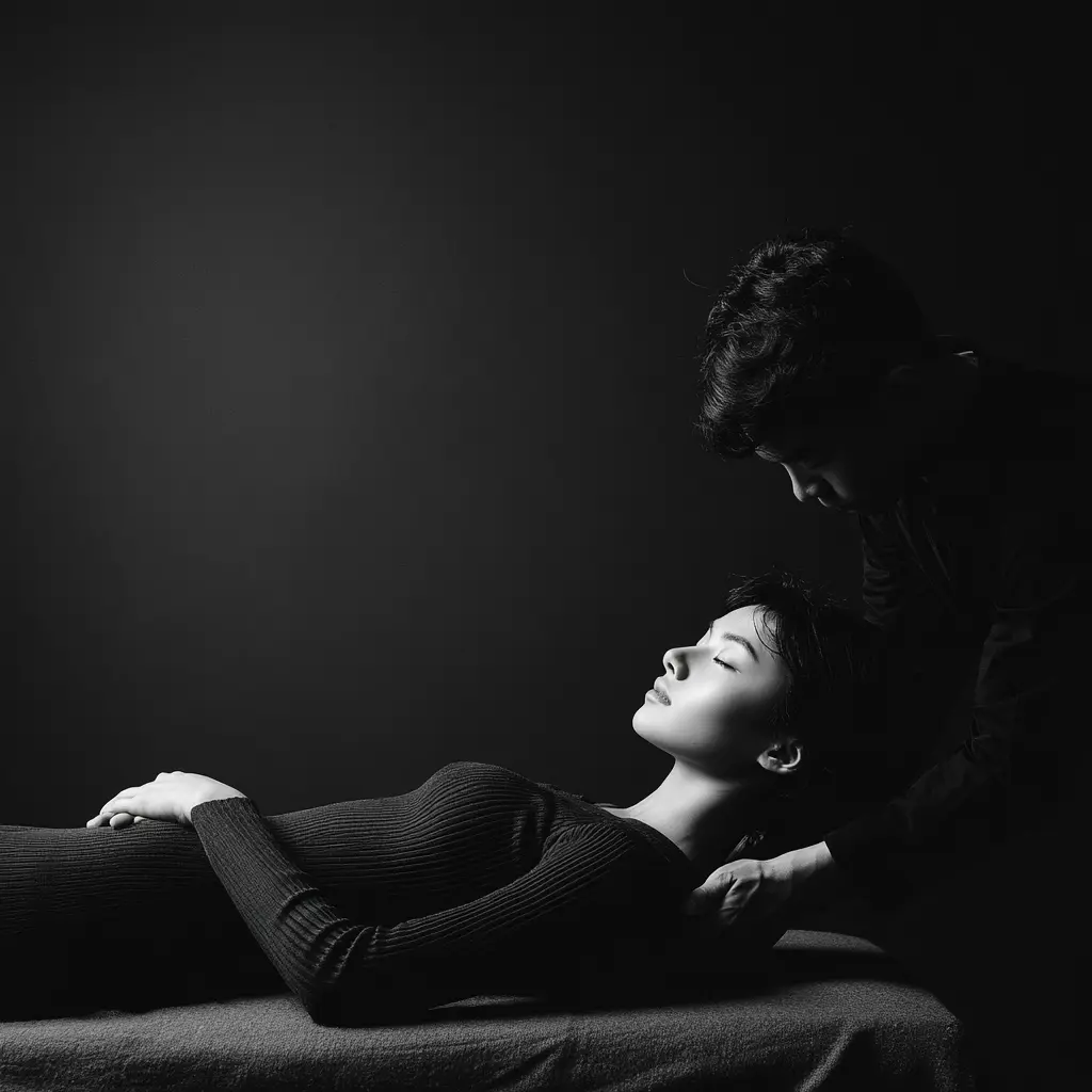 Client lying relaxed on the table during chiropractic care