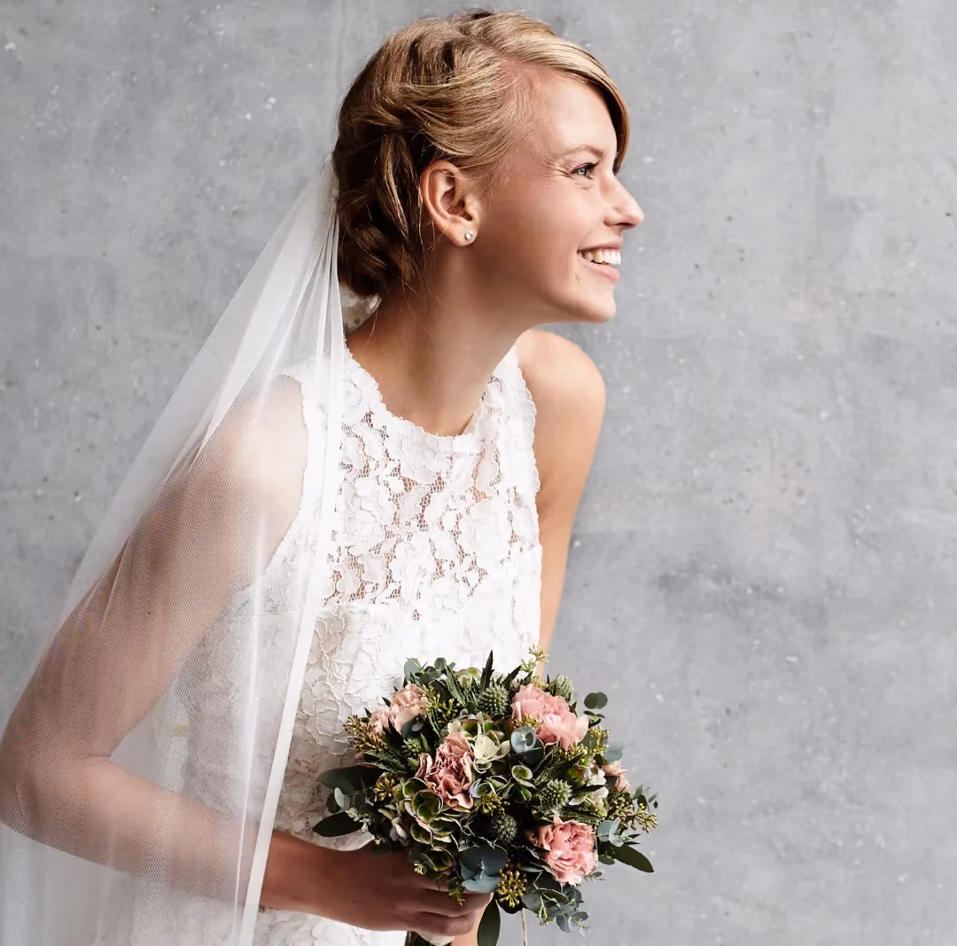 Bride with glowing skin on her wedding day