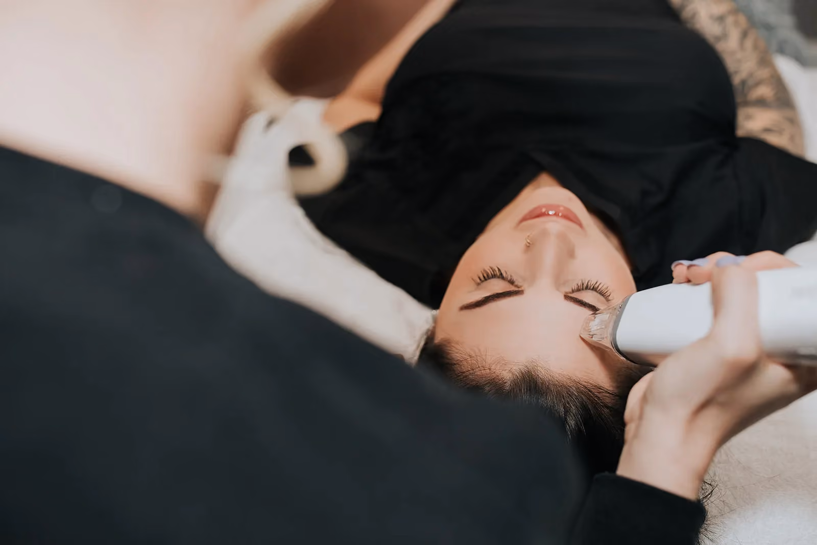 Client receiving a professional advanced skin treatment