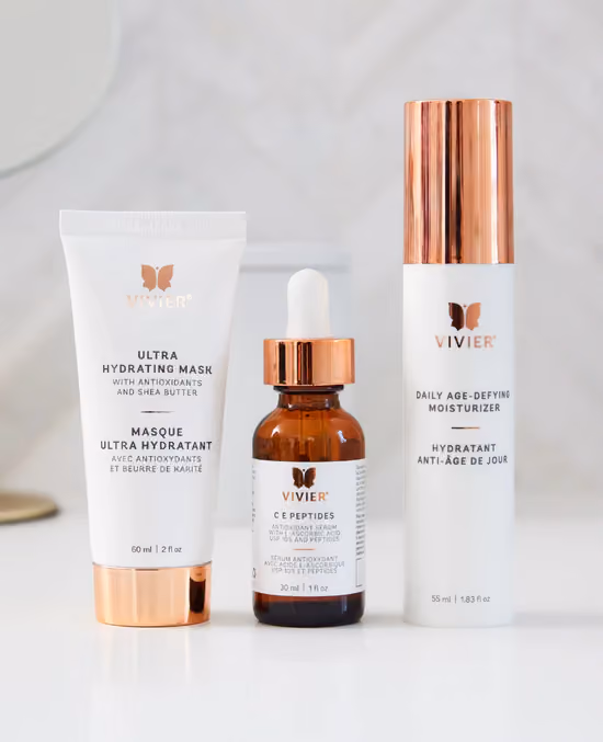 Vivier skincare products for hydration, antioxidant protection, and anti-aging