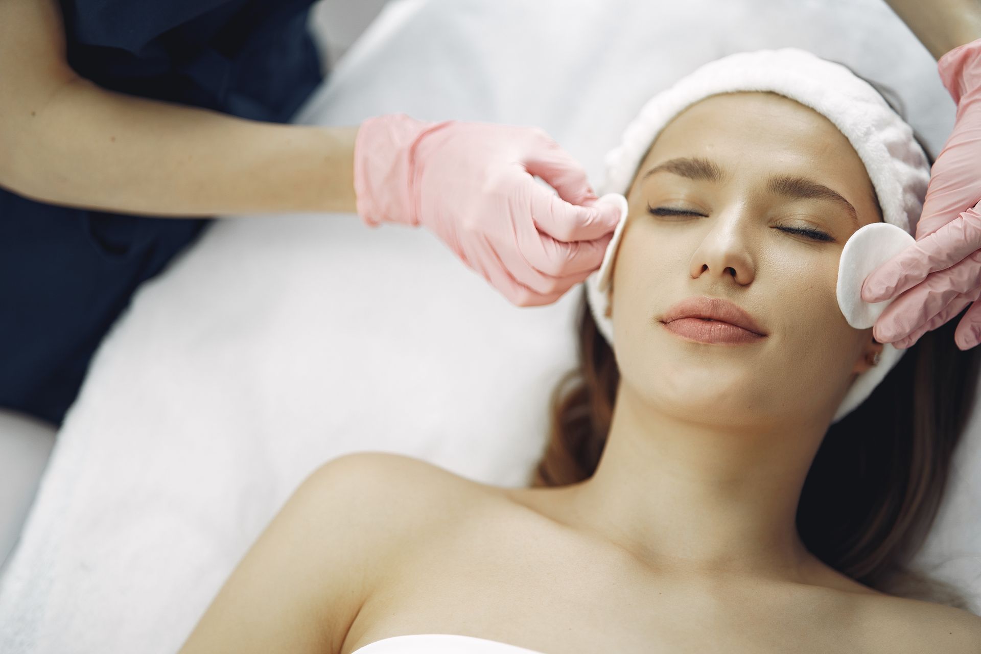 Woman getting a spa facial treatment