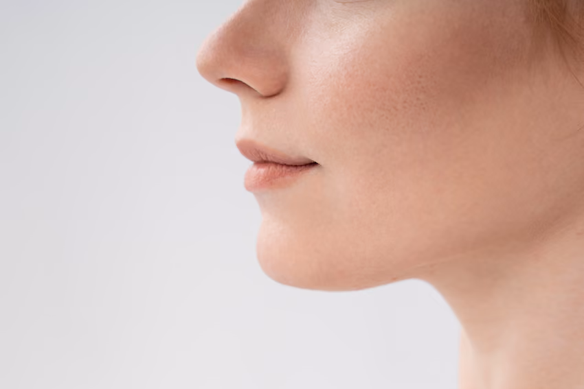 A image of a woman's jawline