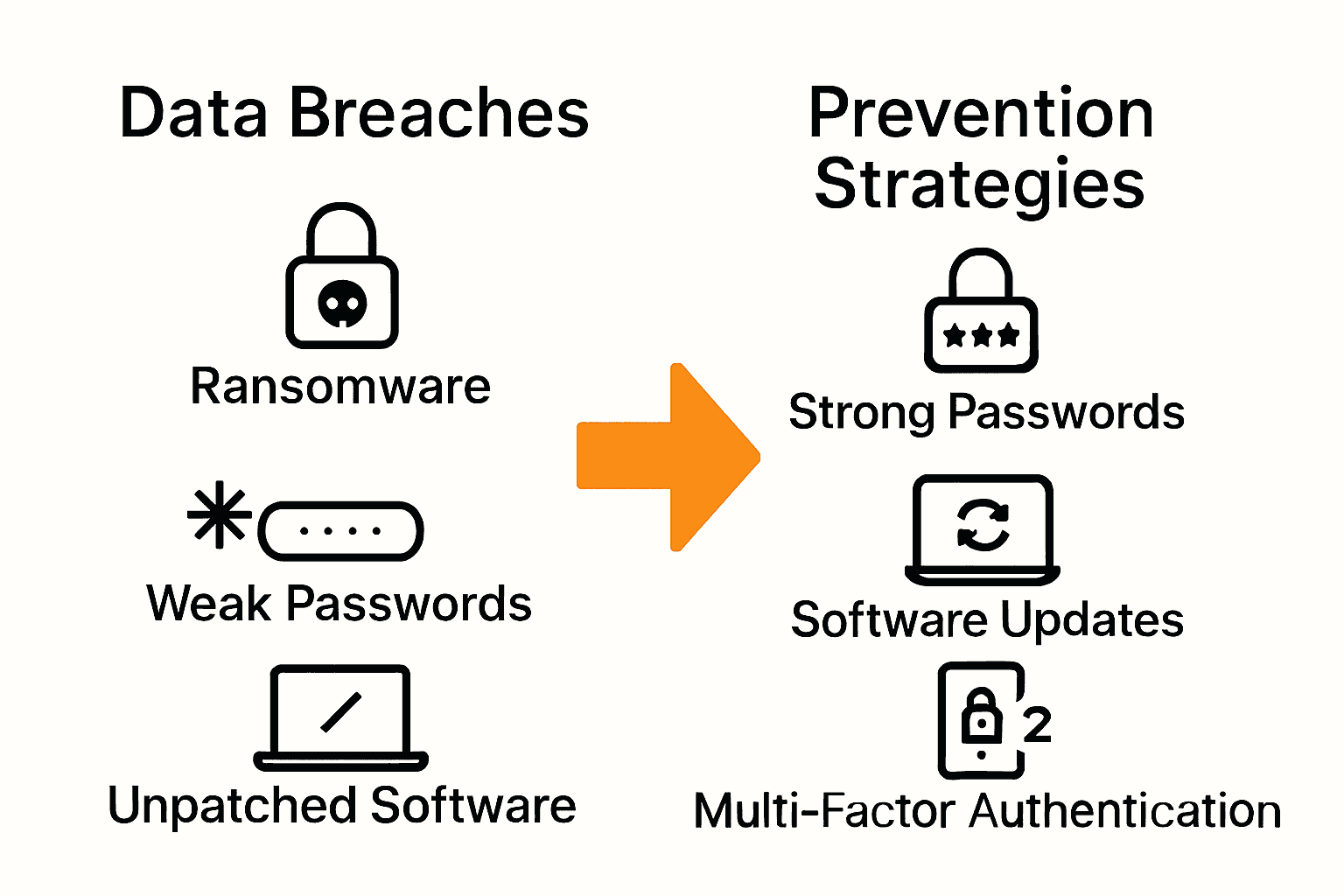 Infographic comparing top data security risks with prevention strategies