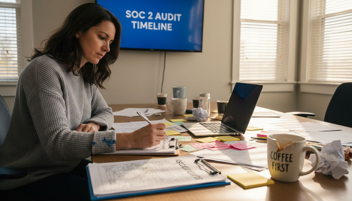 IT auditor reviewing SOC 2 checklists