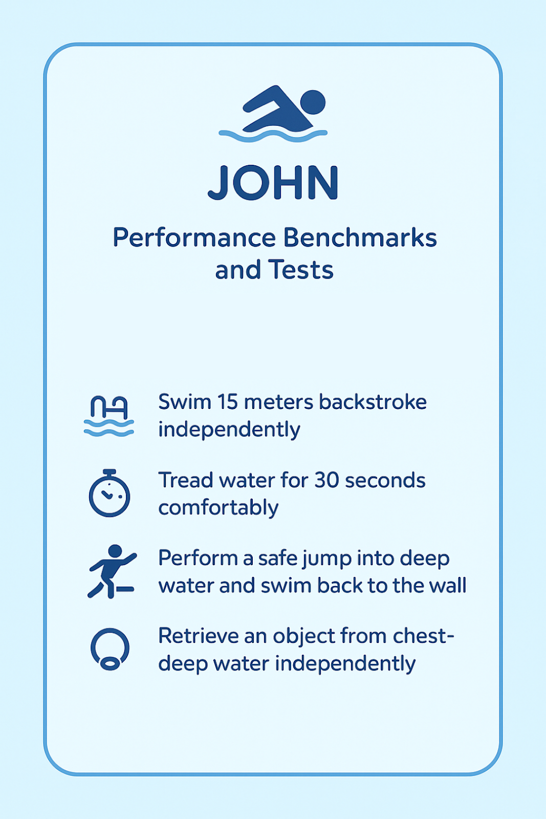 Swim lesson evaluation tools