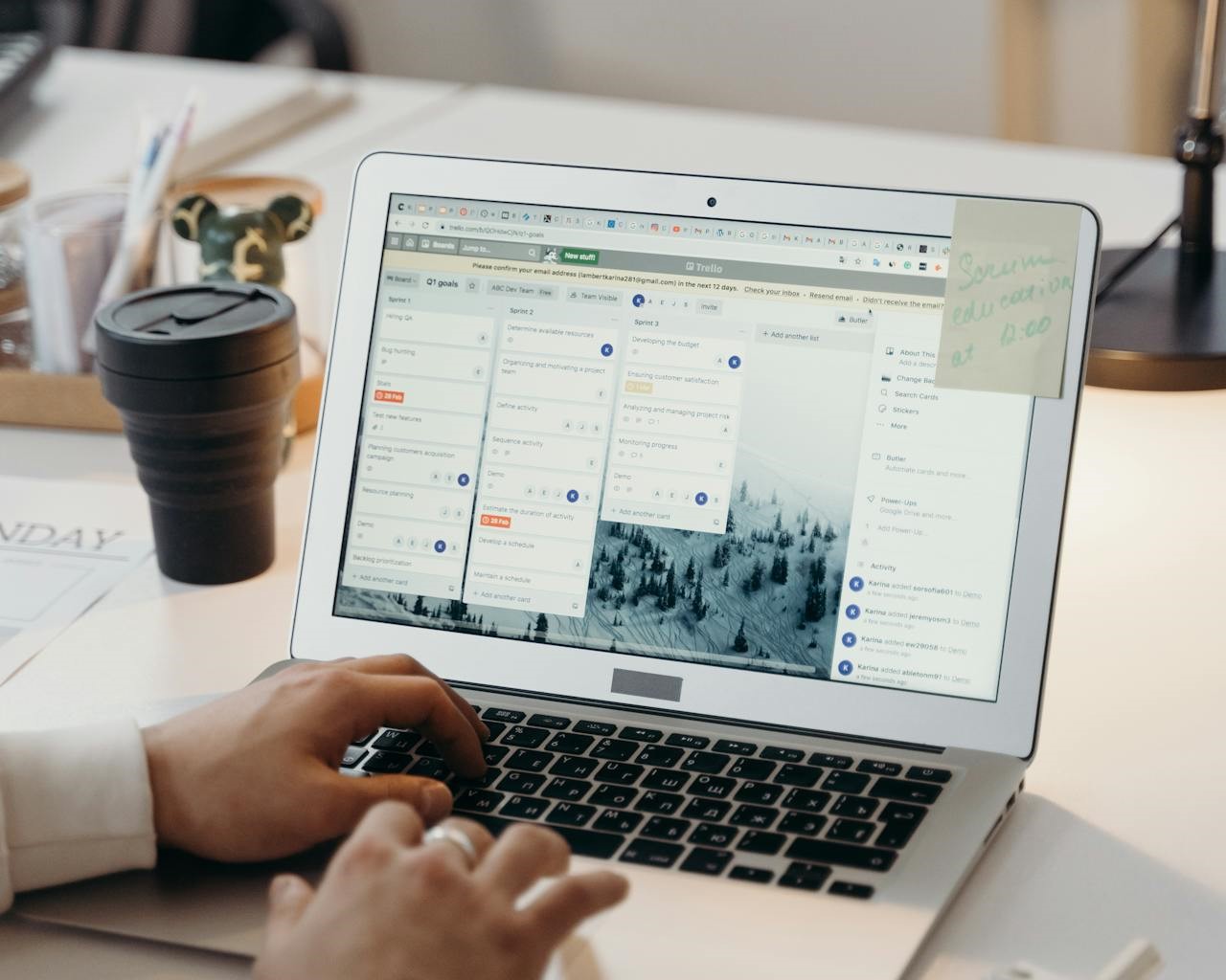 a person working on a gymnastics class management software
