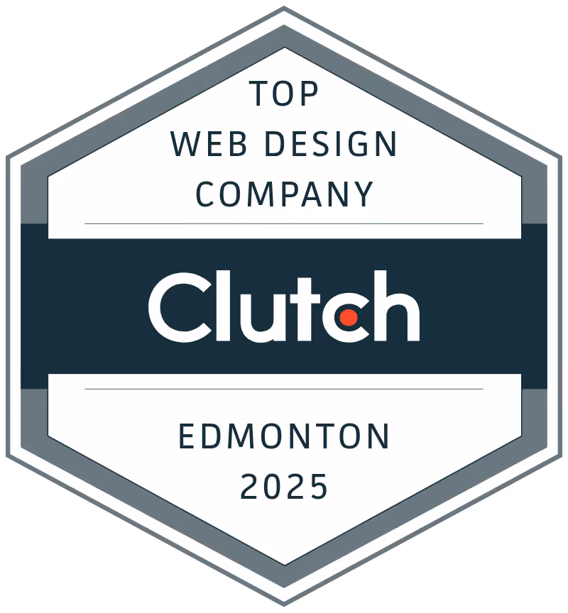 Hexagonal badge stating Top Web Design Company Clutch Edmonton 2025.
