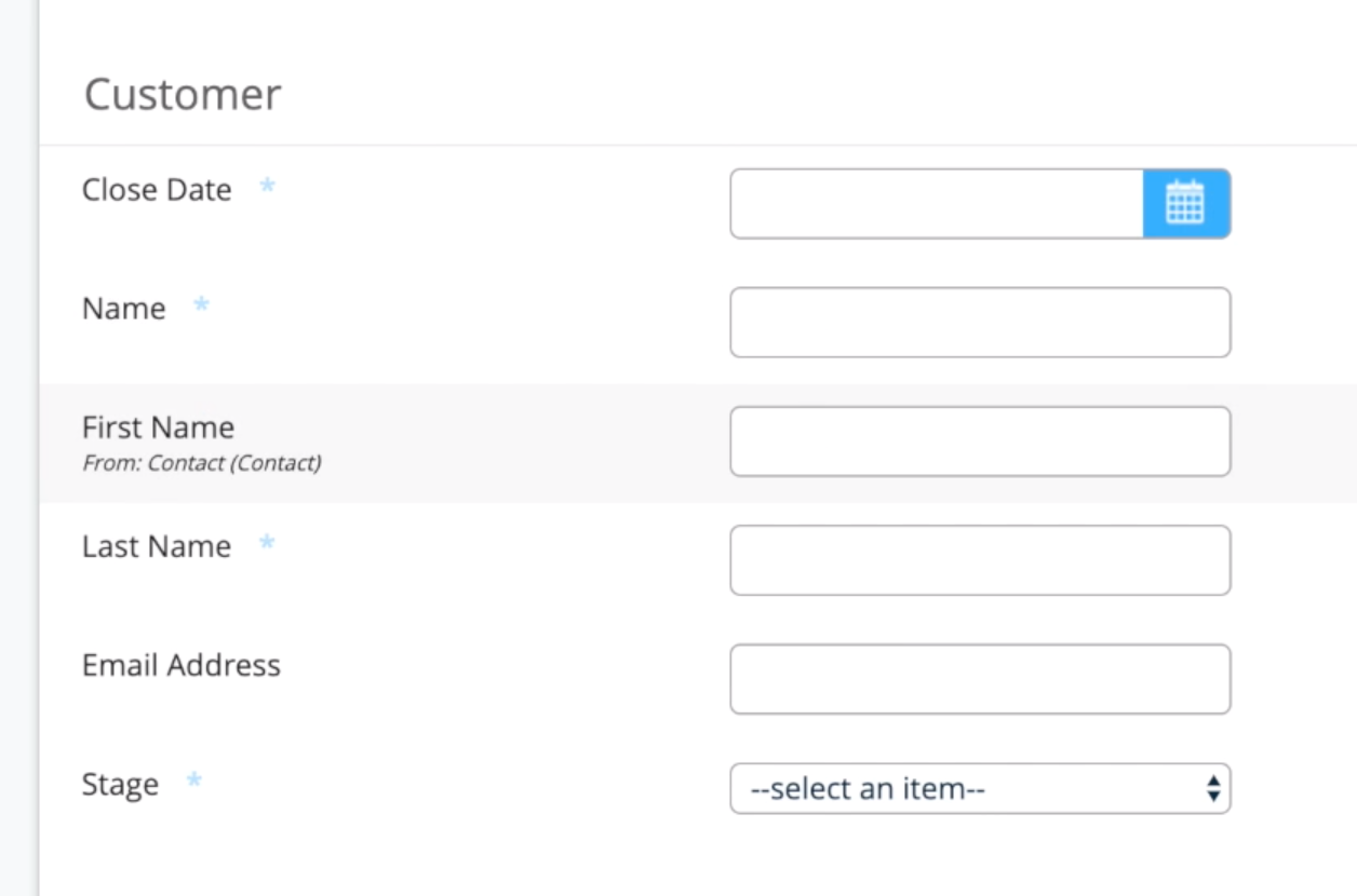 Salesforce object prefilled fields