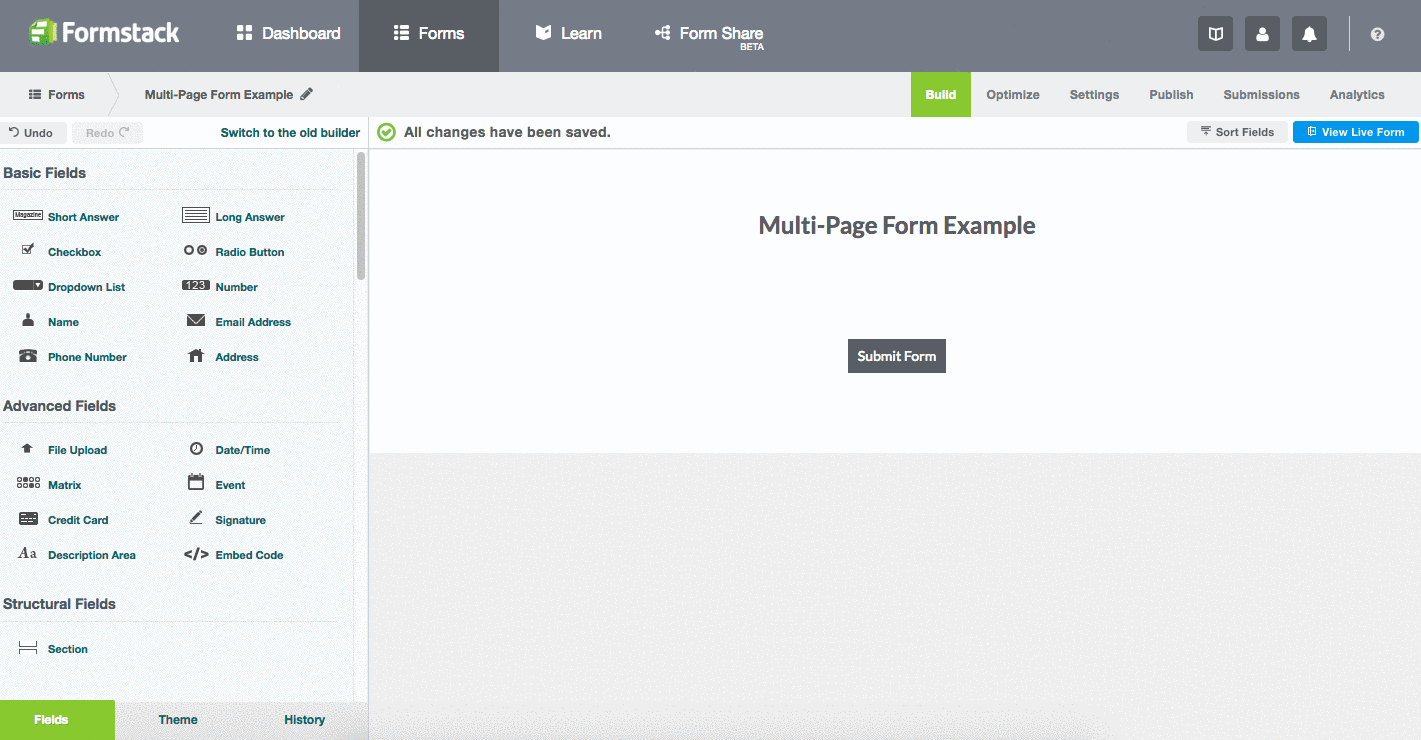 Creating a Multi-Page Form