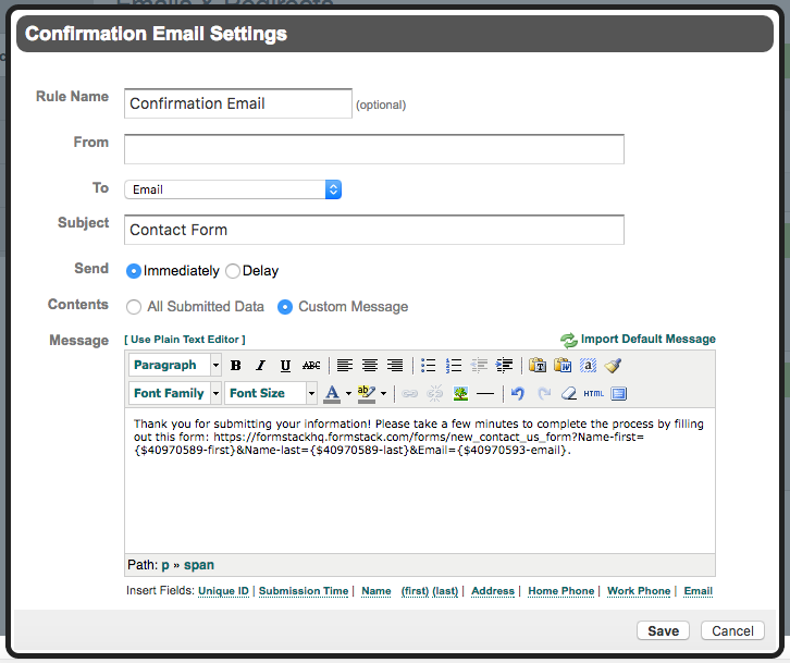 Autofill Form Fields from Confirmation Email