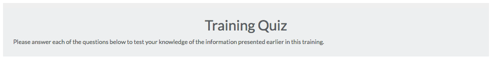 Online Form - Training Quiz Section