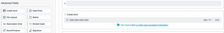 Formstack Credit Card field