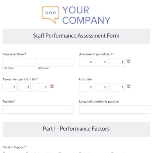 Employee Performance Evaluation Review Form | Formstack
