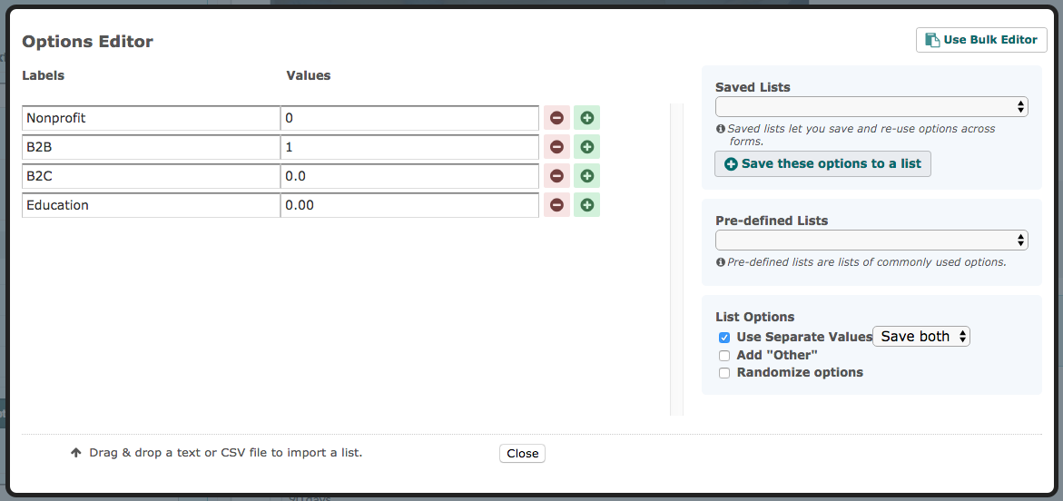 Adding Values to Questions on Quiz Form
