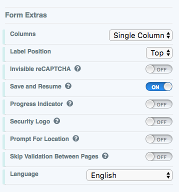 Formstack Save and Resume later