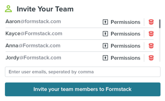 online form builder user invites & permission levels