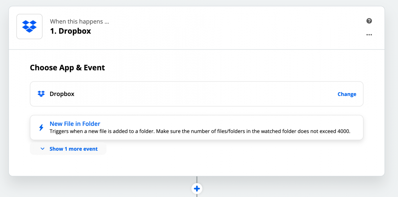 Zapier Dropbox Zap Product Screenshot