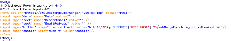 WebMerge Custom HTML Form Hosted on Your Website