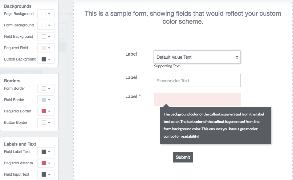 online forms theme editor