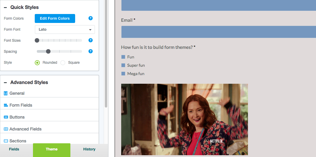 Tweak spacing between online form elements