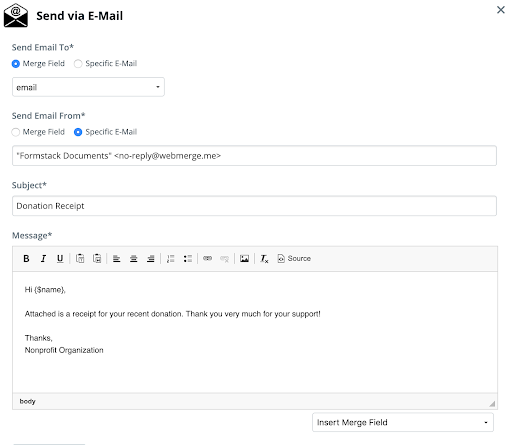 Formstack Documents email delivery