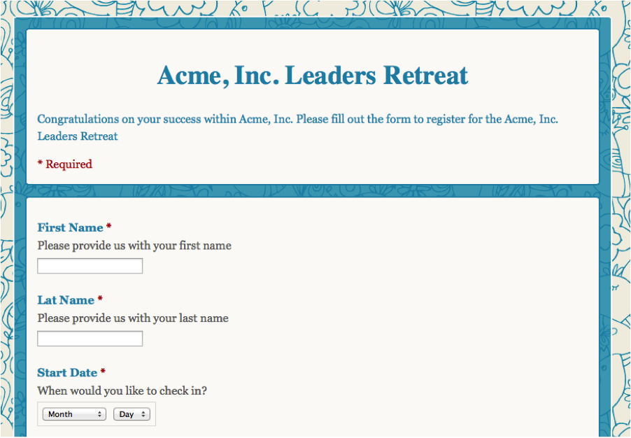 Google Forms Example for WebMerge Invitation