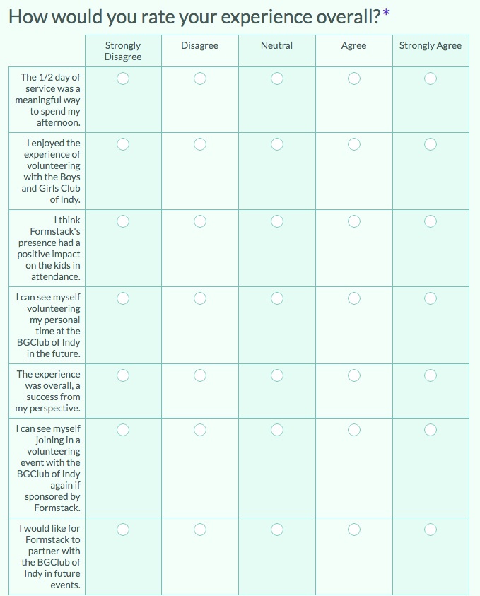 Use Formstack's Matrix Field in Your Online Survey