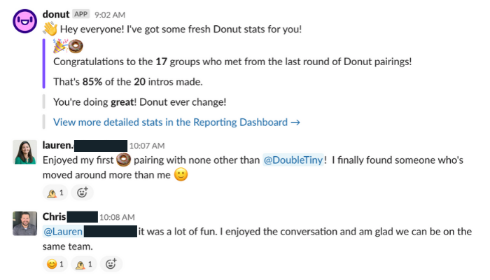 Donut Slack App for cross-departmental collaboration