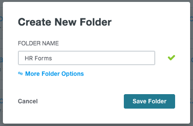 Formstack - New Folder Options