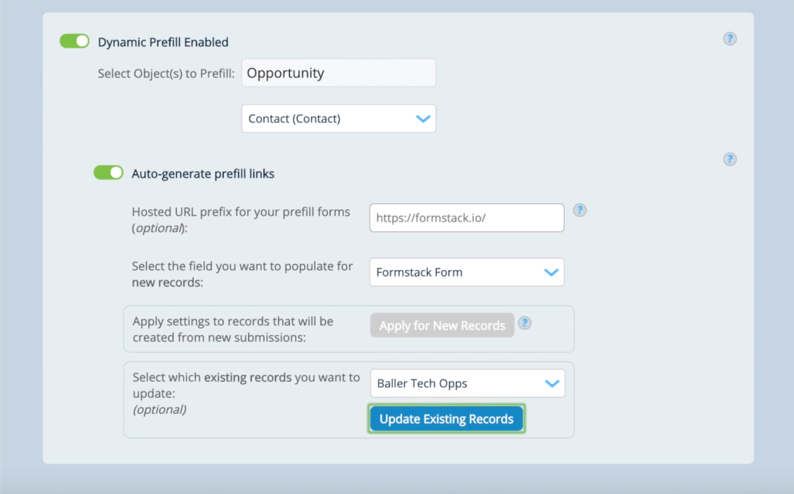 Salesforce object dynamic prefill 
