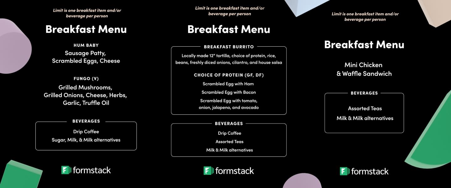 Dreamforce 2022 Coffee Truck Menus