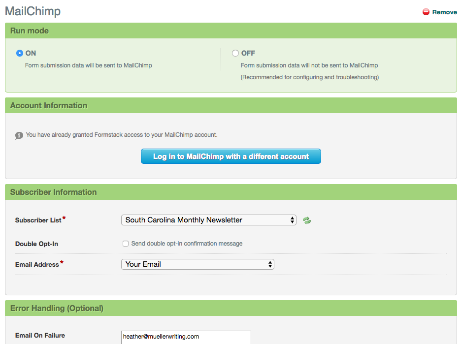 Formstack MailChimp Integration