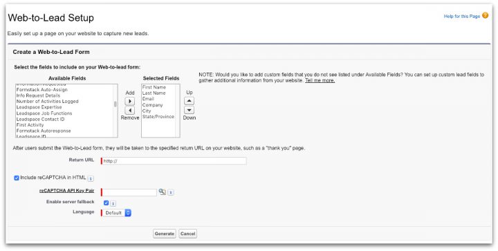 Salesforce Web-to-Lead Setup