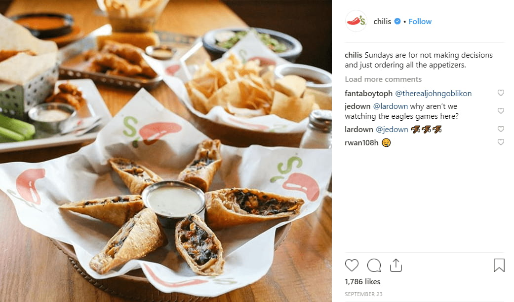 chilis on facebook page