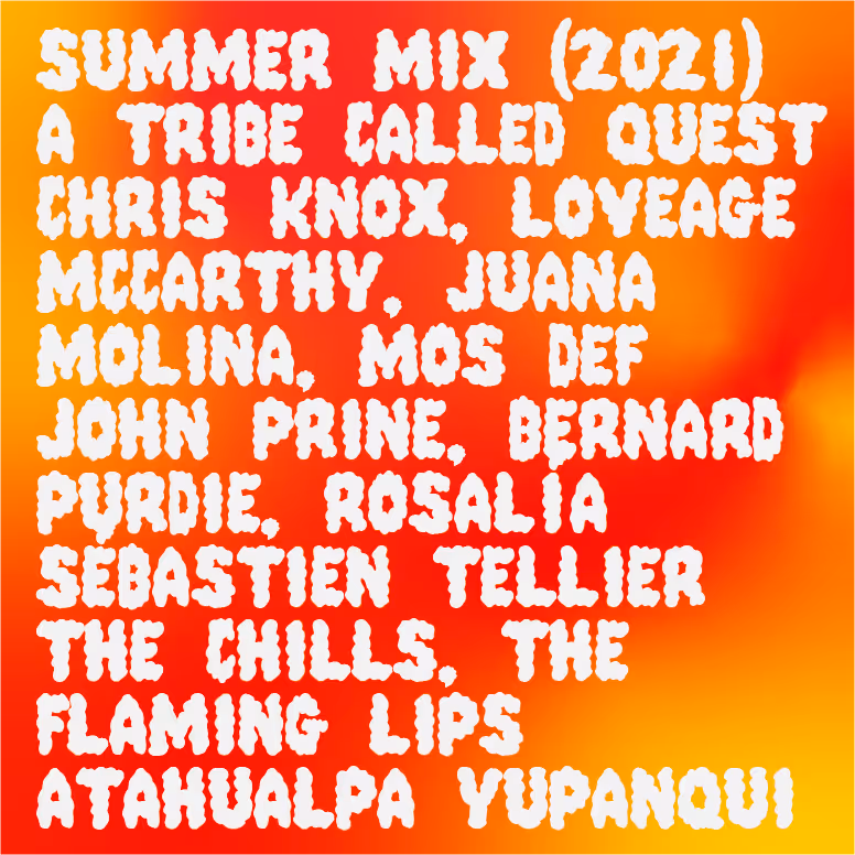A cover to a mix made by Michael Lahey. There are song titles over  very warm colors.